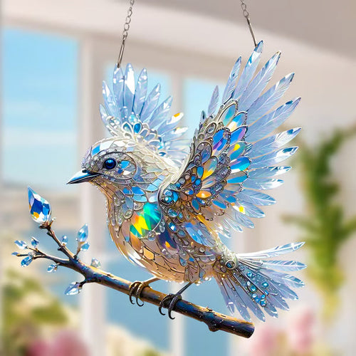 🔥2025 New Release 50% OFF - 🐦✨ Sky Bluebird 2D Stained Art Ornament (8 inches)