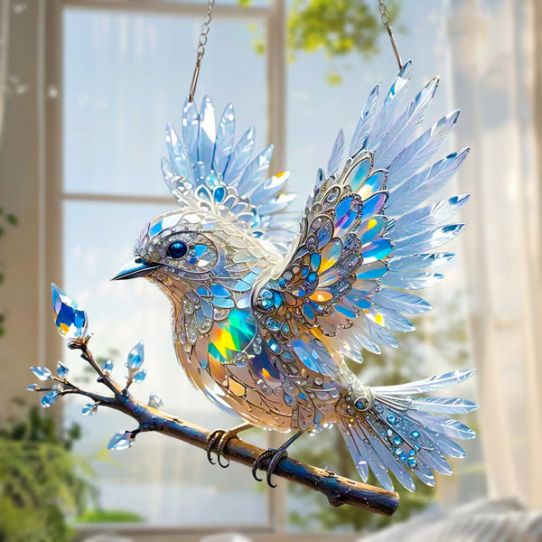 🔥2025 New Release 50% OFF - 🐦✨ Sky Bluebird 2D Stained Art Ornament (8 inches)