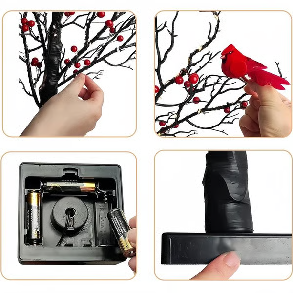 🐦Vintage Glowing Tree with Cardinals
