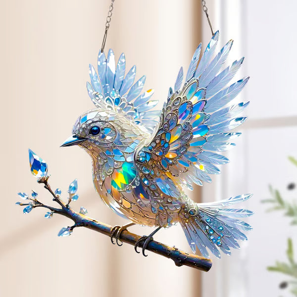 🔥2025 New Release 50% OFF - 🐦✨ Sky Bluebird 2D Stained Art Ornament (8 inches)