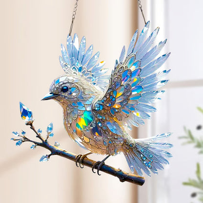 🔥2025 New Release 50% OFF - 🐦✨ Sky Bluebird 2D Stained Art Ornament (8 inches)